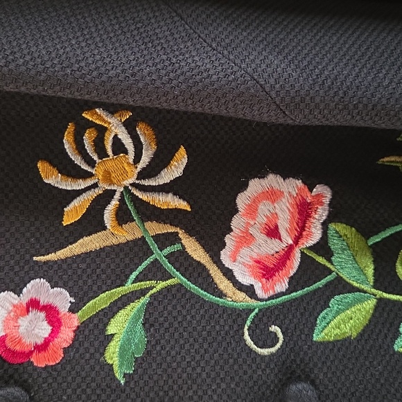 Victor Costa Black Cardigan with Floral Embroidery - Picture 4 of 6